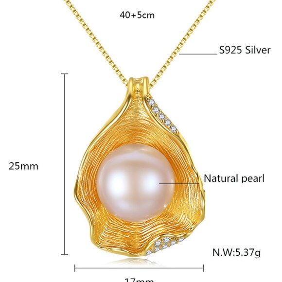 9.70mm Round Cultured Pearl 18KY Gold Plated Necklace - Picture 6 of 6